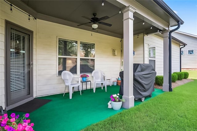 4547 Big Rock Ridge Trl SW, Gainesville, GA 30504 - view of patio / terrace with ceiling fan and a grill