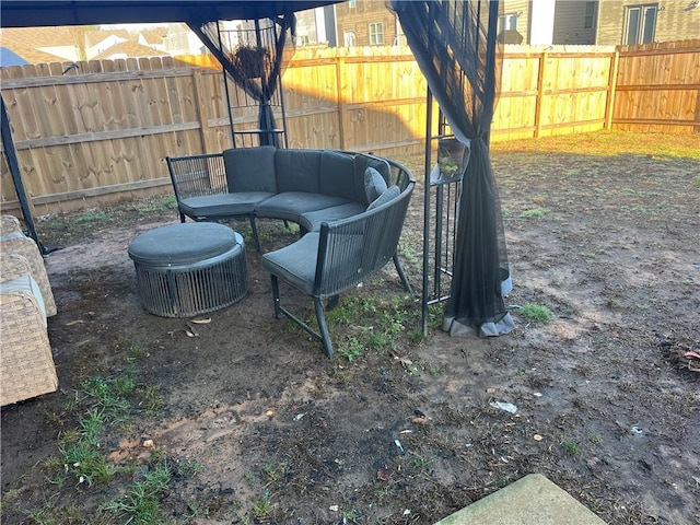 view of yard featuring a fenced backyard