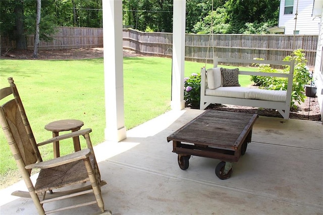 688 Harmony Rd, Temple, GA 30179 - fenced backyard featuring a patio area
