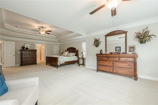5515 Cheatam Ave, Cumming, GA 30040 - bedroom with ornamental molding, light colored carpet, and a tray ceiling