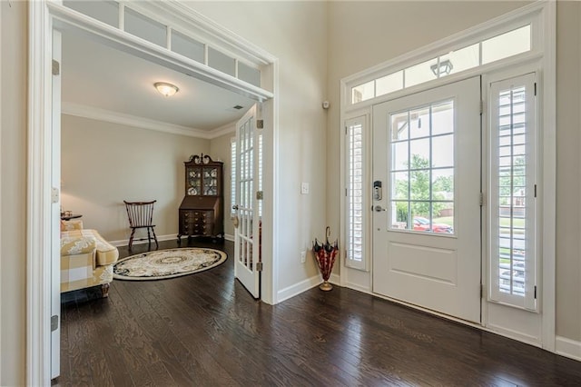 5515 Cheatam Ave, Cumming, GA 30040 - foyer entrance featuring dark wood-type flooring and ornamental molding