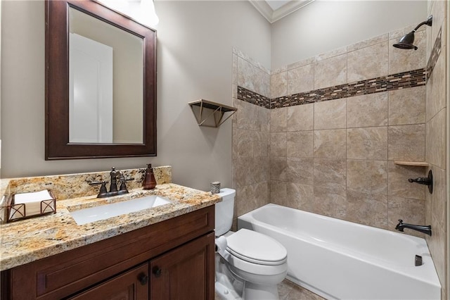 341 Carl Sanders Dr, Acworth, GA 30101 - bathroom featuring vanity, bathtub / shower combination, and ornamental molding