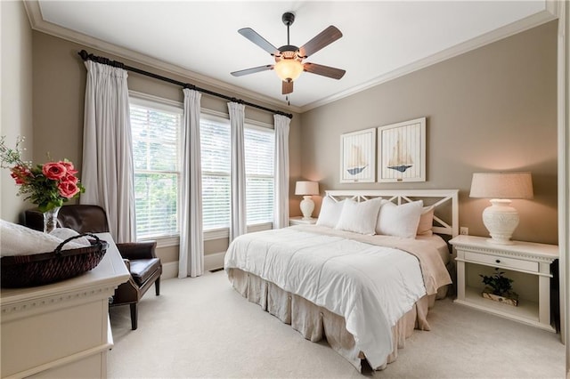 341 Carl Sanders Dr, Acworth, GA 30101 - bedroom with ornamental molding, light colored carpet, and a ceiling fan