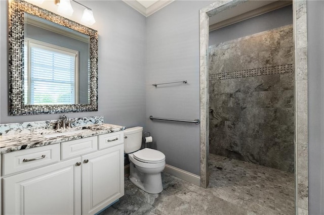 341 Carl Sanders Dr, Acworth, GA 30101 - bathroom featuring walk in shower, vanity, and ornamental molding