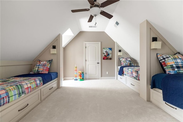341 Carl Sanders Dr, Acworth, GA 30101 - bedroom with vaulted ceiling, carpet, and a ceiling fan