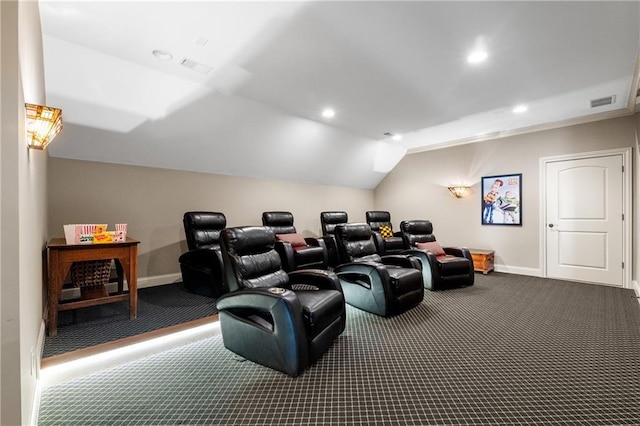 341 Carl Sanders Dr, Acworth, GA 30101 - carpeted cinema room with lofted ceiling and recessed lighting