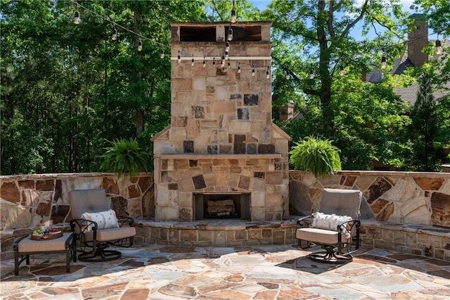 341 Carl Sanders Dr, Acworth, GA 30101 - view of patio / terrace with an outdoor stone fireplace