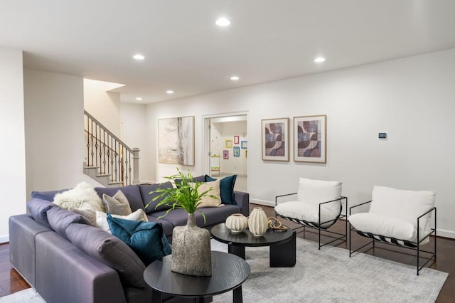 living room with wood-type flooring