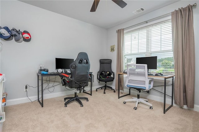 48 Violet Ln, Dallas, GA 30132 - office area featuring carpet floors, a ceiling fan, and baseboards