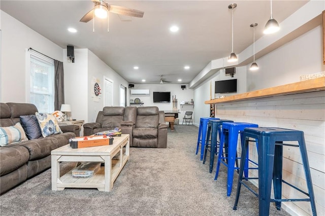 48 Violet Ln, Dallas, GA 30132 - carpeted living area with ceiling fan and recessed lighting
