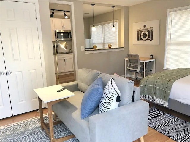 554 Holderness St SW, Atlanta, GA 30310 - bedroom featuring wood finished floors and rail lighting
