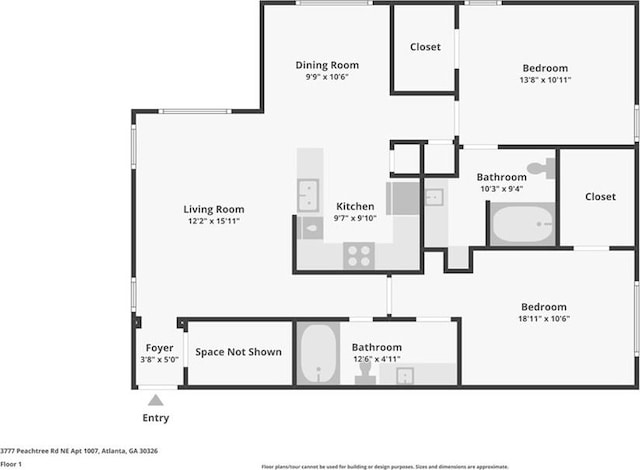 3777 Peachtree Rd NE Unit 1007, Atlanta, GA 30319 - home floor plan