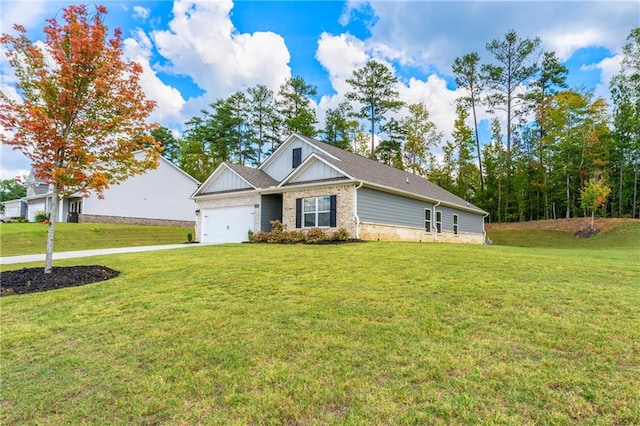 view of front facade with a front lawn and a garage