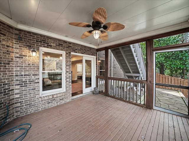 deck featuring ceiling fan