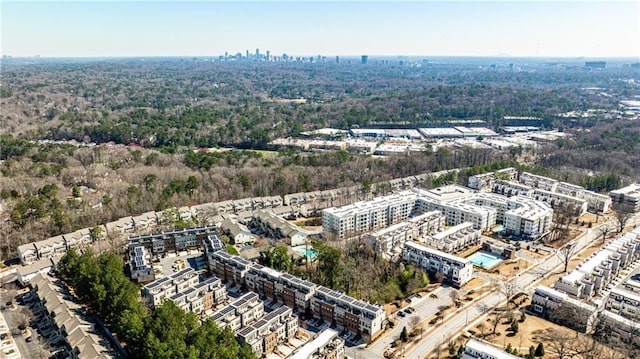 drone / aerial view with a city view