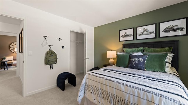 carpeted bedroom featuring a closet