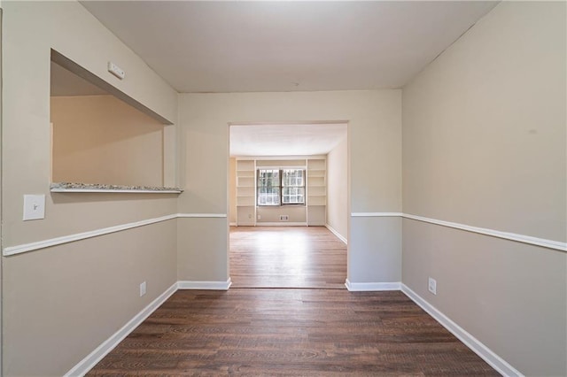 interior space with dark wood-type flooring