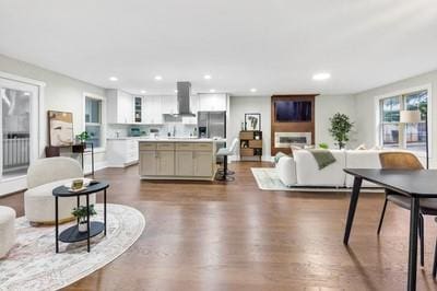 living room with hardwood / wood-style floors