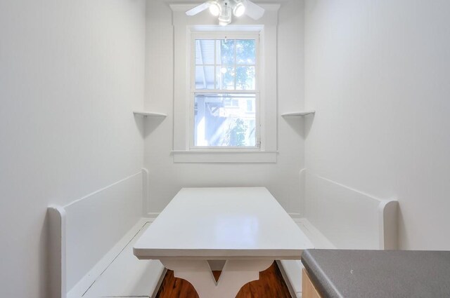dining space featuring a ceiling fan