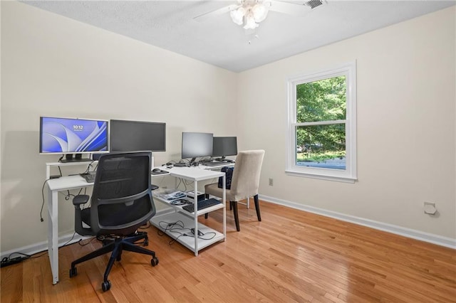 1438 Heritage Glen Dr, Marietta, GA 30068 - office area featuring light wood-style flooring and a ceiling fan