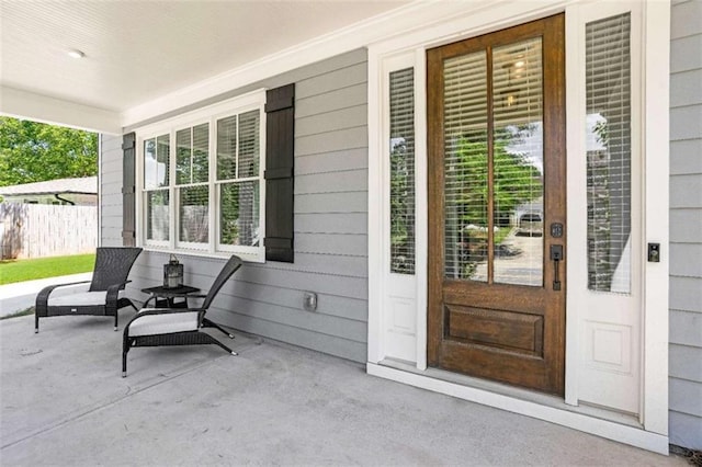 property entrance with a porch