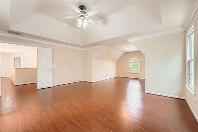 1713 Paramore Pl NE, Marietta, GA 30062 - unfurnished living room featuring vaulted ceiling, a ceiling fan, and wood finished floors