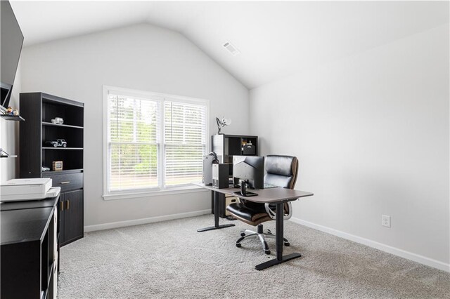 2622 Running River Ct, Lawrenceville, GA 30045 - bedroom with carpet floors, baseboards, lofted ceiling, and a ceiling fan