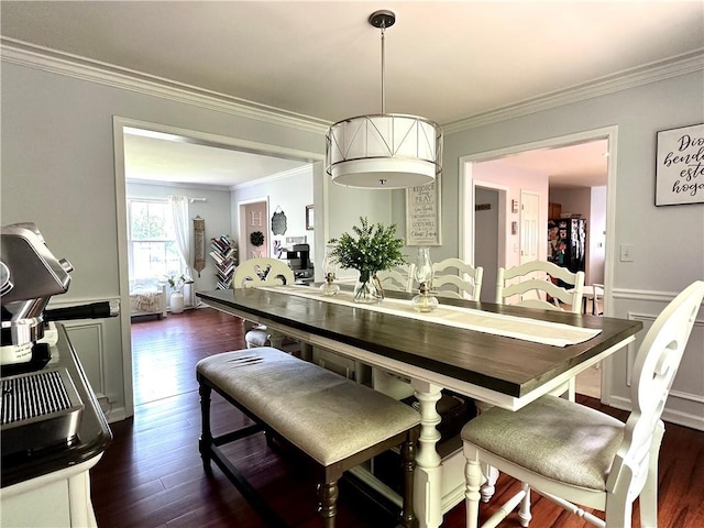 627 Arbour Way, Suwanee, GA 30024 - dining space featuring crown molding and dark wood-style flooring