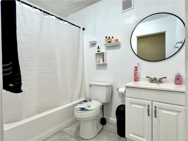627 Arbour Way, Suwanee, GA 30024 - full bath with vanity, toilet, tile patterned flooring, shower / bath combo with shower curtain, and baseboards