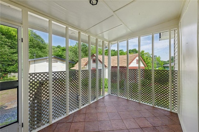 view of unfurnished sunroom