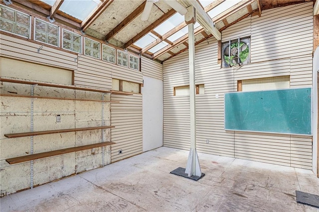 storage room featuring a skylight