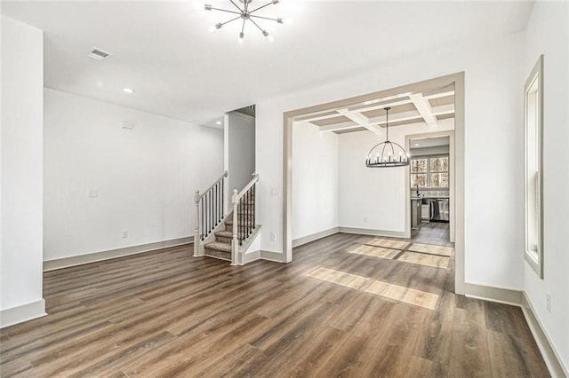 400 Stone Lea Trce, Oxford, GA 30054 - below grade area with a chandelier, stairway, wood finished floors, recessed lighting, and baseboards