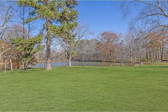 view of yard with a water view