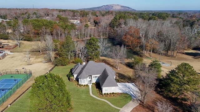 aerial view with a forest view