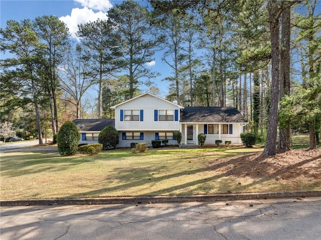 4347 Pleasant Ridge Rd, Decatur, GA 30034 - tri-level home featuring a front lawn and covered porch
