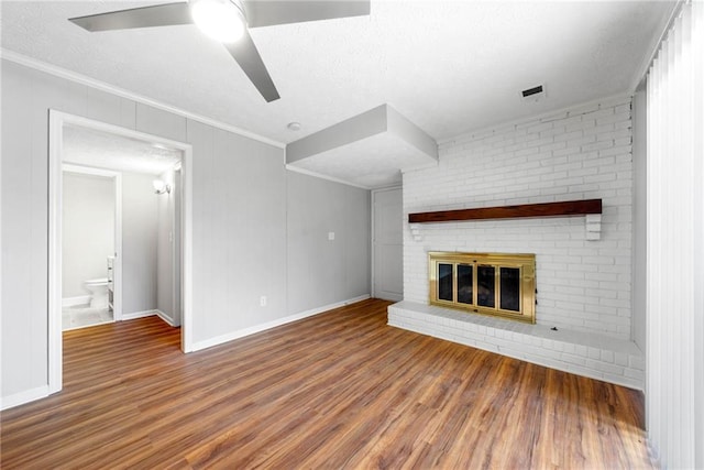 4347 Pleasant Ridge Rd, Decatur, GA 30034 - unfurnished living room featuring ceiling fan, baseboards, crown molding, and wood finished floors
