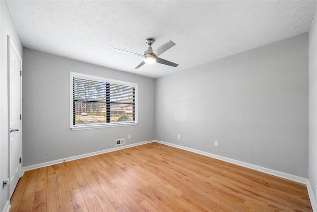 4347 Pleasant Ridge Rd, Decatur, GA 30034 - unfurnished room with a ceiling fan, a textured ceiling, light wood finished floors, baseboards, and visible vents