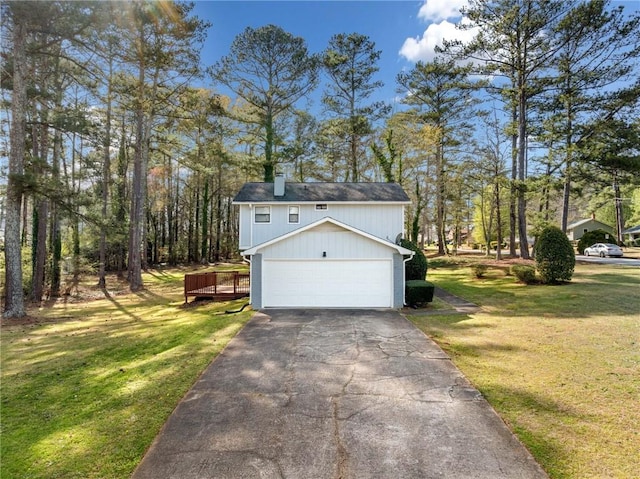 4347 Pleasant Ridge Rd, Decatur, GA 30034 - view of side of home featuring a wooden deck, a yard, a chimney, and aphalt driveway