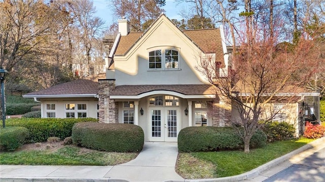 view of front facade featuring french doors