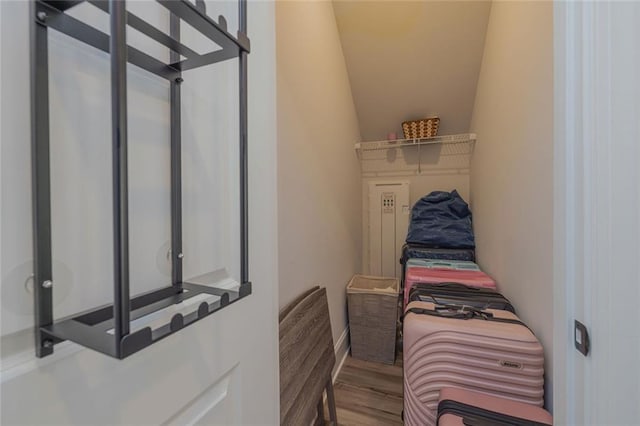 325 Caledonia Ct, Peachtree City, GA 30269 - bedroom featuring wood finished floors and lofted ceiling