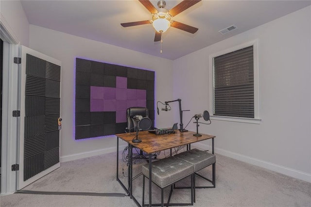 325 Caledonia Ct, Peachtree City, GA 30269 - carpeted office space featuring a ceiling fan and baseboards