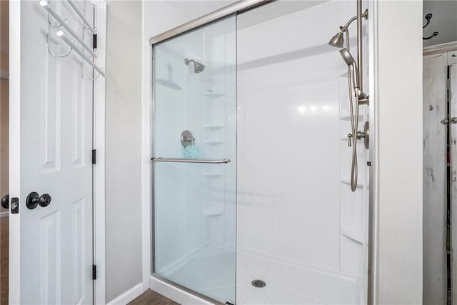 bathroom featuring walk in shower