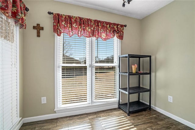 spare room featuring hardwood / wood-style floors and a wealth of natural light