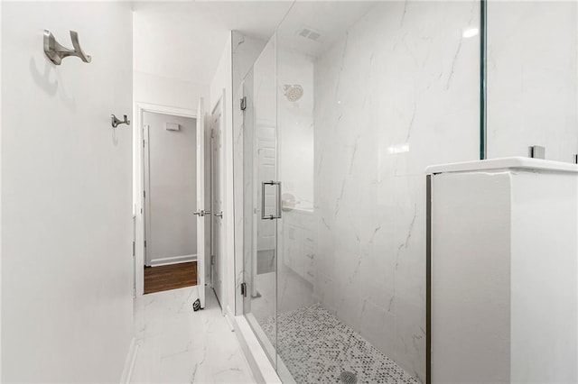 893 Vistavia Cir, Decatur, GA 30033 - full bathroom featuring marble finish flooring and a marble finish shower