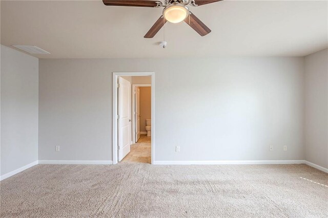 1003 Eldon Ln, Fairburn, GA 30213 - unfurnished room with baseboards, light carpet, visible vents, and ceiling fan