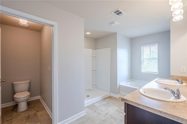 1003 Eldon Ln, Fairburn, GA 30213 - full bath featuring toilet, a bath, a sink, and a walk in shower