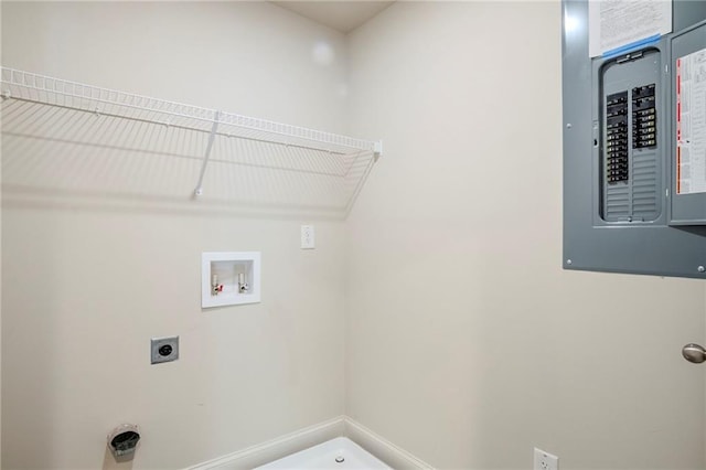235 Orchard Dr, Covington, GA 30014 - washroom featuring electric panel, hookup for a washing machine, and hookup for an electric dryer