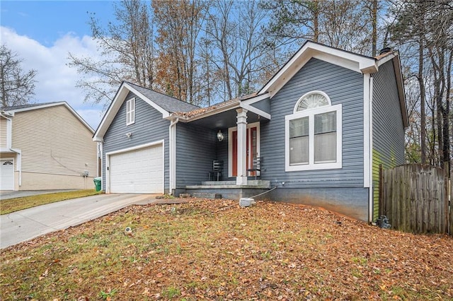 view of front of property with a garage