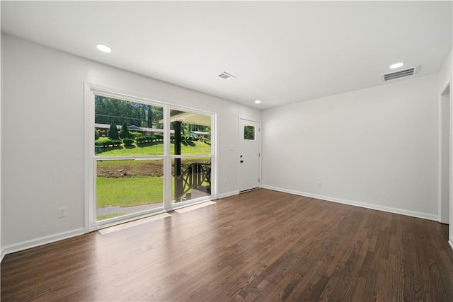 2340 Cresta Dr, Decatur, GA 30032 - spare room featuring dark wood-style flooring, baseboards, and recessed lighting