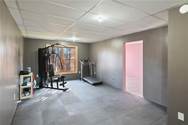 403 Pebblebrooke Ln, Canton, GA 30115 - workout room featuring a drop ceiling